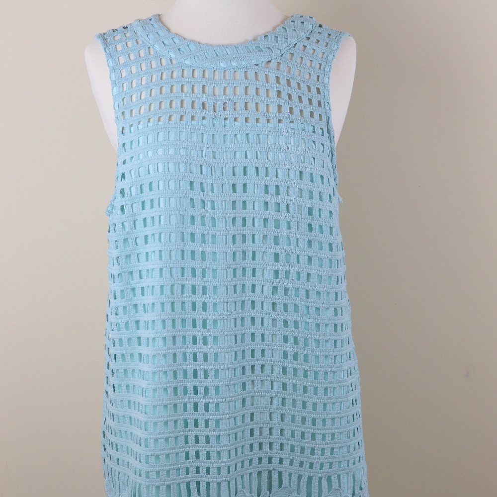 Just Me Blue Lace Sheath Sleeveless Size Large